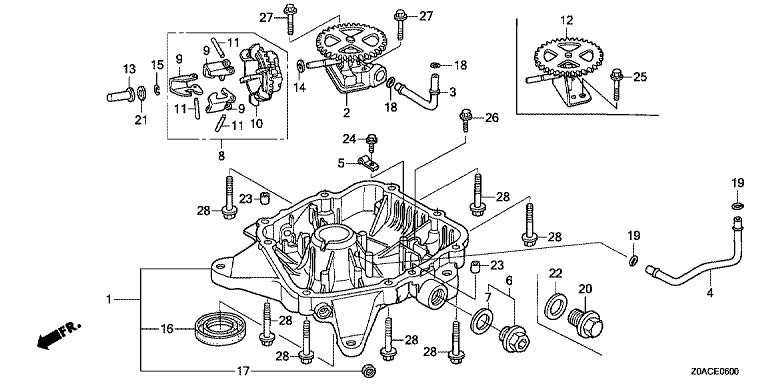 ЗАПЧАСТИ ДЛЯ ДВИГАТЕЛЯ БЕНЗИНОВОГО HONDA GCV530 (ТИП SEE2 GJAJM-1051340) (КРЫШКА КАРТЕРА)