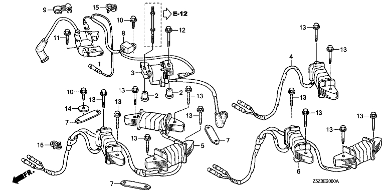 ЗАПЧАСТИ ДЛЯ ДВИГАТЕЛЯ БЕНЗИНОВОГО HONDA GCV530R (ТИП SEE2) (СИСТЕМА ЗАЖИГАНИЯ)