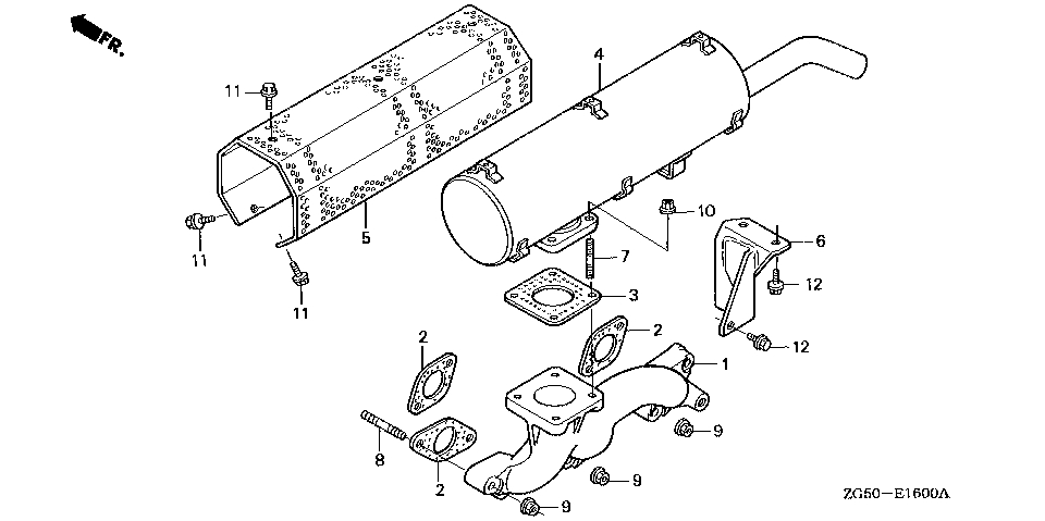 ЗАПЧАСТИ ДЛЯ ДВИГАТЕЛЯ ДИЗЕЛЬНОГО HONDA GD1100 (ТИП SH1) (ГЛУШИТЕЛЬ)