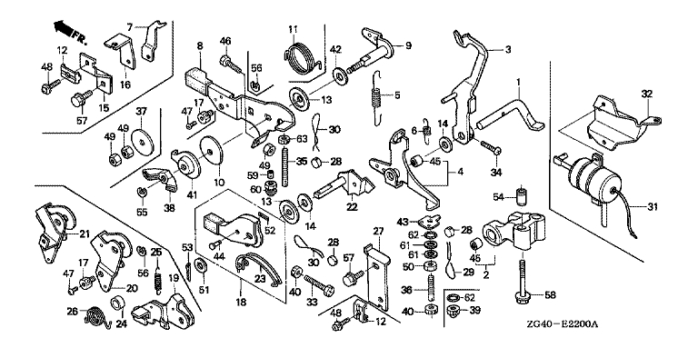 ЗАПЧАСТИ ДЛЯ ДВИГАТЕЛЯ ДИЗЕЛЬНОГО HONDA GD320 (ТИП E1) (УПРАВЛЕНИЕ ЗАСЛОНКОЙ ДРОССЕЛЬНОЙ)