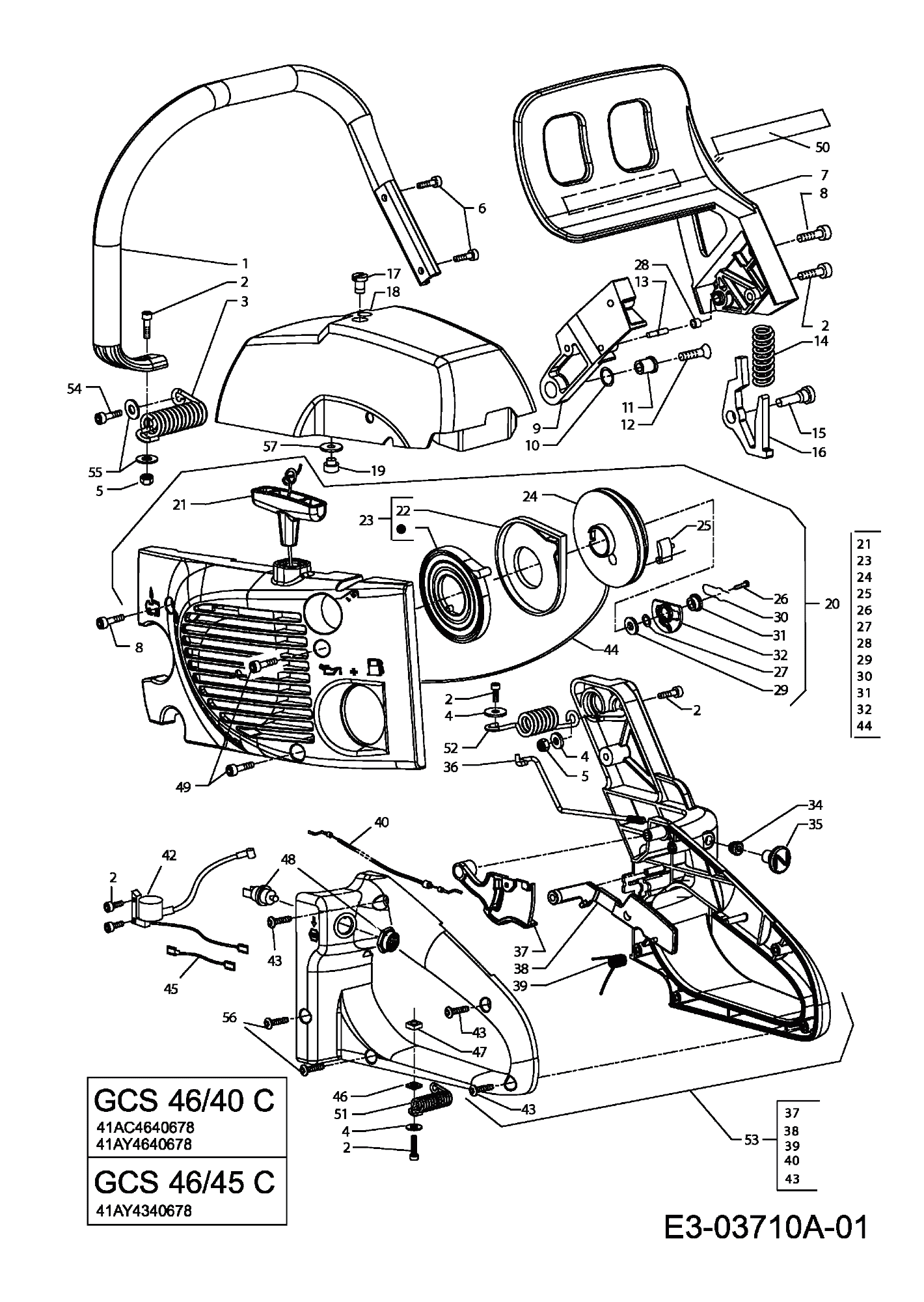 MTD Артикул 41AC4640678 (год выпуска 2008). Handle grip, двигатель Крышкаs