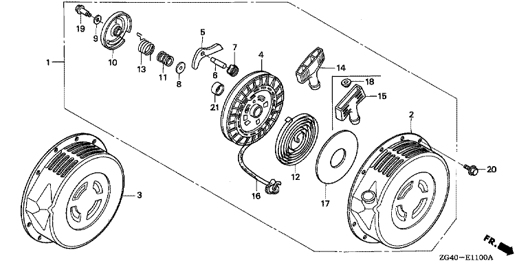 ЗАПЧАСТИ ДЛЯ ДВИГАТЕЛЯ ДИЗЕЛЬНОГО HONDA GD320 (ТИП SJE) (СТАРТЕР РУЧНОЙ)