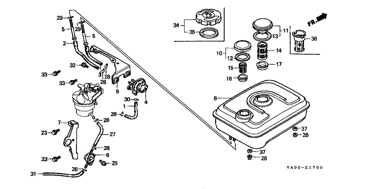 ЗАПЧАСТИ ДЛЯ ДВИГАТЕЛЯ БЕНЗИНОВОГО HONDA GK200 (ТИП W) (БАК ТОПЛИВНЫЙ)
