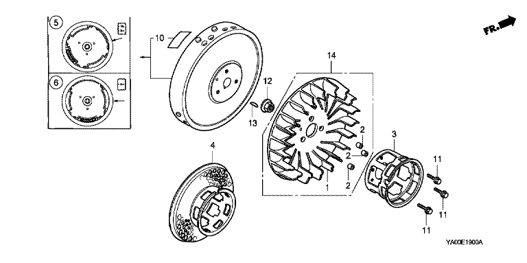 ЗАПЧАСТИ ДЛЯ ДВИГАТЕЛЯ БЕНЗИНОВОГО HONDA GK200 (ТИП W) (МАХОВИК)