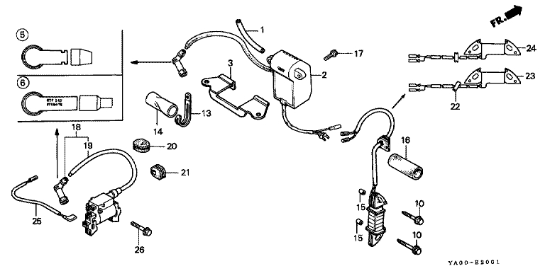 ЗАПЧАСТИ ДЛЯ ДВИГАТЕЛЯ БЕНЗИНОВОГО HONDA GK200 (ТИП W) (СИСТЕМА ЗАЖИГАНИЯ)