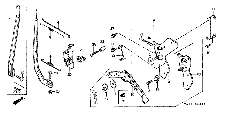 ЗАПЧАСТИ ДЛЯ ДВИГАТЕЛЯ БЕНЗИНОВОГО HONDA GK200 (ТИП W) (УПРАВЛЕНИЕ ЗАСЛОНКОЙ ДРОССЕЛЬНОЙ)