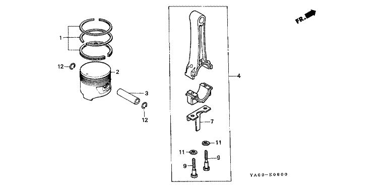 ЗАПЧАСТИ ДЛЯ ДВИГАТЕЛЯ БЕНЗИНОВОГО HONDA GK200 (ТИП W) (ПОРШЕНЬ, КОЛЬЦА ПОРШНЕВЫЕ, ШАТУН)