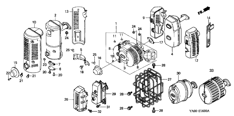 ЗАПЧАСТИ ДЛЯ ДВИГАТЕЛЯ БЕНЗИНОВОГО HONDA GK200K1 (ТИП UABT) (ГЛУШИТЕЛЬ)