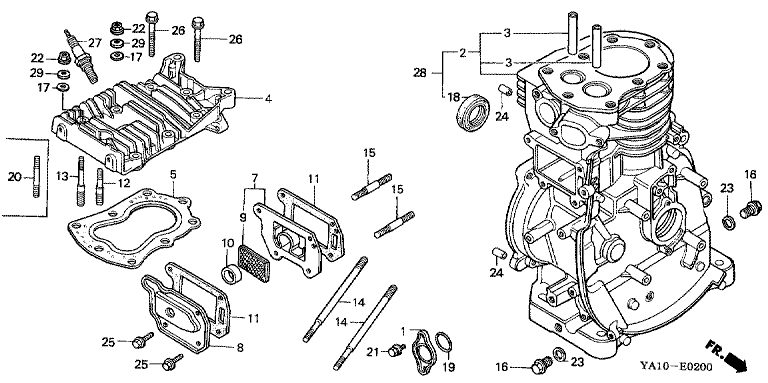 ЗАПЧАСТИ ДЛЯ ДВИГАТЕЛЯ БЕНЗИНОВОГО HONDA GK300K1 (ТИП LZND) (ГОЛОВКА ЦИЛИНДРА, ЦИЛИНДР)