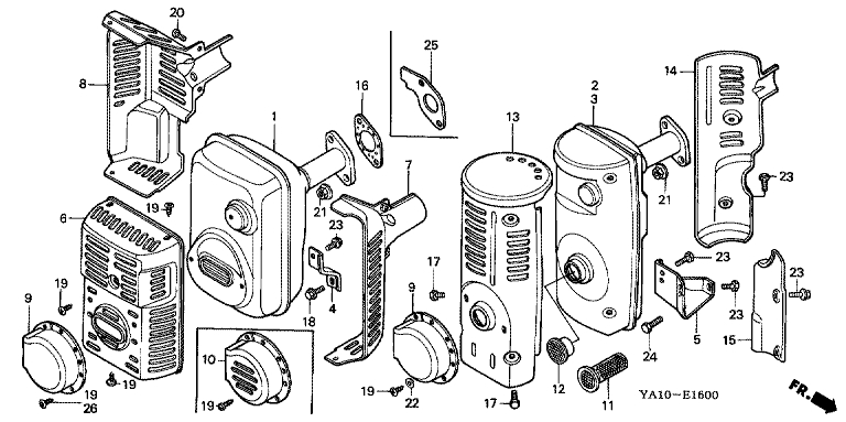 ЗАПЧАСТИ ДЛЯ ДВИГАТЕЛЯ БЕНЗИНОВОГО HONDA GK300K1 (ТИП QAAD) (ГЛУШИТЕЛЬ)