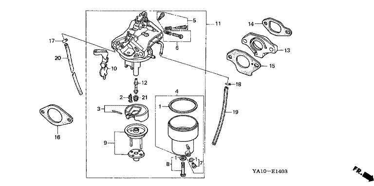 ЗАПЧАСТИ ДЛЯ ДВИГАТЕЛЯ БЕНЗИНОВОГО HONDA GK400K1 (ТИП Q) (КАРБЮРАТОР) (ВАРИАНТ 2)