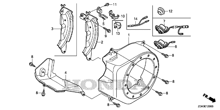 ЗАПЧАСТИ ДЛЯ ДВИГАТЕЛЯ БЕНЗИНОВОГО HONDA GP160H (ТИП CH1) (КОЖУХ МАХОВИКА)