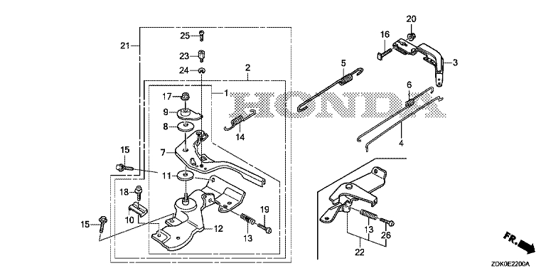 ЗАПЧАСТИ ДЛЯ ДВИГАТЕЛЯ БЕНЗИНОВОГО HONDA GP160H (ТИП CH1/A) (УПРАВЛЕНИЕ ЗАСЛОНКОЙ ДРОССЕЛЬНОЙ)