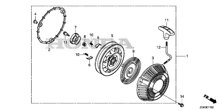 ЗАПЧАСТИ ДЛЯ ДВИГАТЕЛЯ БЕНЗИНОВОГО HONDA GP160H (ТИП CHJ) (СТАРТЕР РУЧНОЙ)