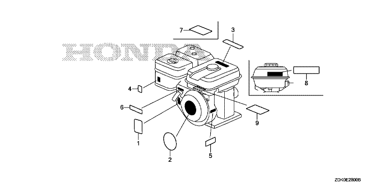 ЗАПЧАСТИ ДЛЯ ДВИГАТЕЛЯ БЕНЗИНОВОГО HONDA GP160H (ТИП CHK) (ТАБЛИЧКИ МАРКИРОВОЧНЫЕ)