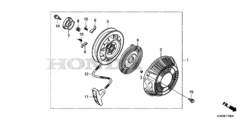 ЗАПЧАСТИ ДЛЯ ДВИГАТЕЛЯ БЕНЗИНОВОГО HONDA GP160H (ТИП PMB1) (СТАРТЕР РУЧНОЙ)