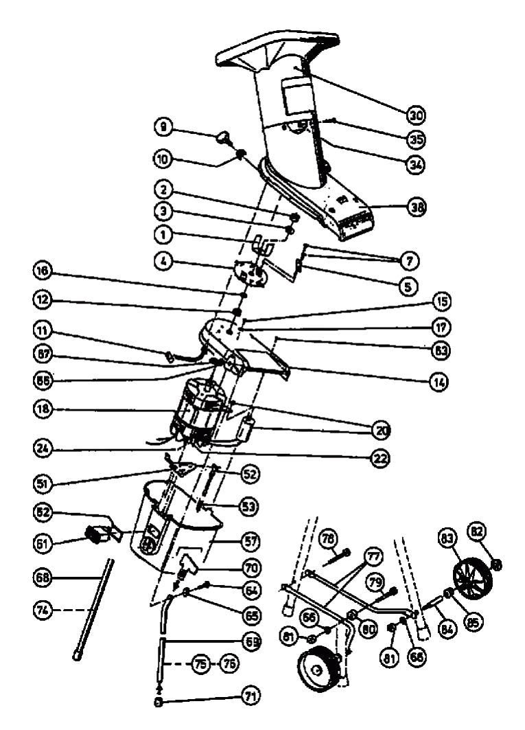 MTD Артикул 24A-713L678 (год выпуска 1999). Основная деталировка