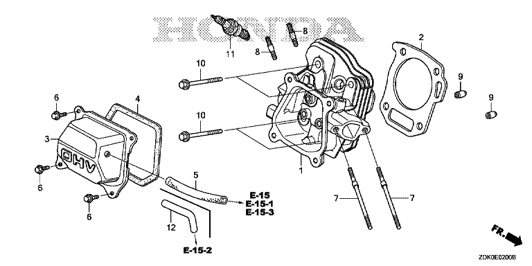 ЗАПЧАСТИ ДЛЯ ДВИГАТЕЛЯ БЕНЗИНОВОГО HONDA GP200H (ТИП CH1/A) (ГОЛОВКА ЦИЛИНДРА)