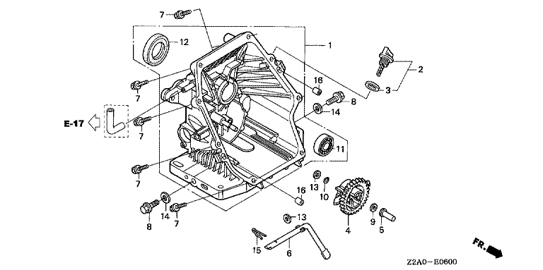 ЗАПЧАСТИ ДЛЯ ДВИГАТЕЛЯ БЕНЗИНОВОГО HONDA GS160A (ТИП QBA) (КРЫШКА КАРТЕРА)