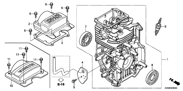 ЗАПЧАСТИ ДЛЯ ДВИГАТЕЛЯ БЕНЗИНОВОГО HONDA GS160A (ТИП QBU) (ЦИЛИНДР)