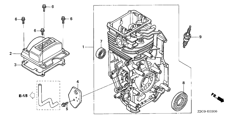 ЗАПЧАСТИ ДЛЯ ДВИГАТЕЛЯ БЕНЗИНОВОГО HONDA GS190A (ТИП MBA2) (ЦИЛИНДР)