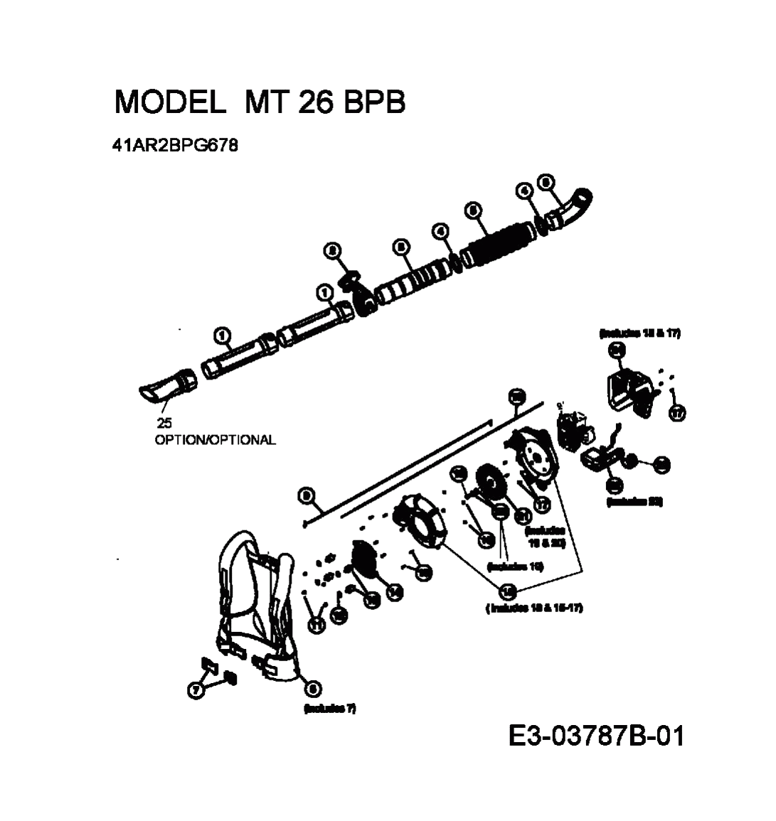MTD Артикул 41AR2BPG678 (год выпуска 2009). Основная деталировка