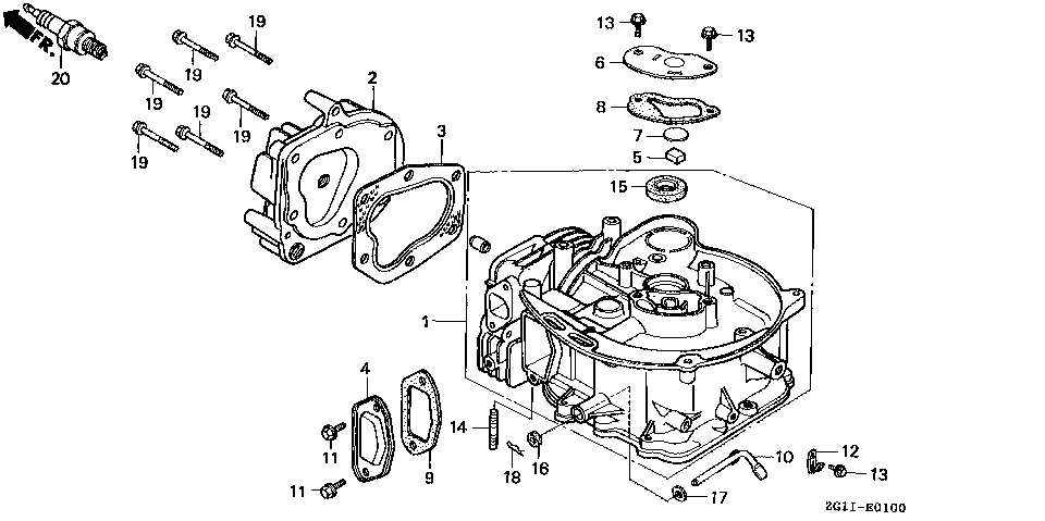 ЗАПЧАСТИ ДЛЯ ДВИГАТЕЛЯ БЕНЗИНОВОГО HONDA GV100K2 (ТИП A2CG) (ЦИЛИНДР)