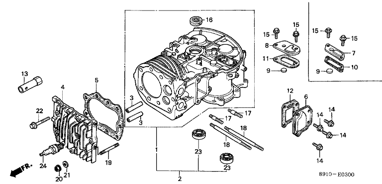 ЗАПЧАСТИ ДЛЯ ДВИГАТЕЛЯ БЕНЗИНОВОГО HONDA GV400K1 (ТИП ADAA) (ЦИЛИНДР, ГОЛОВКА ЦИЛИНДРА)