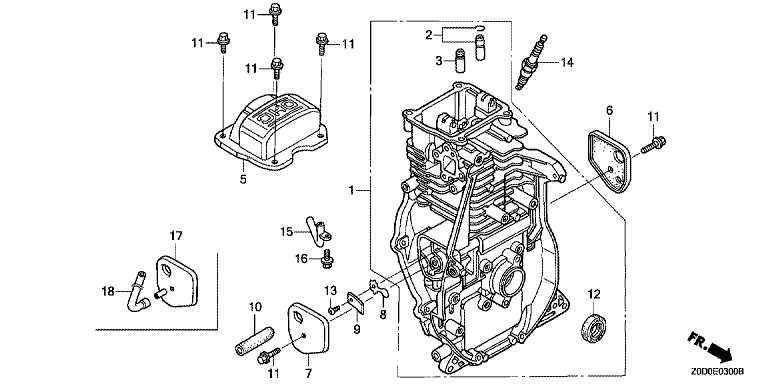 ЗАПЧАСТИ ДЛЯ ДВИГАТЕЛЯ БЕНЗИНОВОГО HONDA GX100 (ТИП BE14) (ЦИЛИНДР, ГОЛОВКА ЦИЛИНДРА)