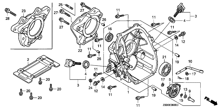 ЗАПЧАСТИ ДЛЯ ДВИГАТЕЛЯ БЕНЗИНОВОГО HONDA GX100 (ТИП QD) (КРЫШКА КАРТЕРА)
