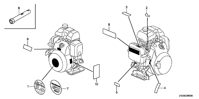 ЗАПЧАСТИ ДЛЯ ДВИГАТЕЛЯ БЕНЗИНОВОГО HONDA GX100U (ТИП KRGF) (ТАБЛИЧКИ МАРКИРОВОЧНЫЕ)