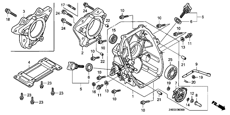 ЗАПЧАСТИ ДЛЯ ДВИГАТЕЛЯ БЕНЗИНОВОГО HONDA GX100U (ТИП KRGF) (КРЫШКА КАРТЕРА)