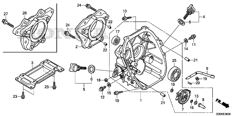 ЗАПЧАСТИ ДЛЯ ДВИГАТЕЛЯ БЕНЗИНОВОГО HONDA GX100UT (ТИП QXB4/A) (КРЫШКА КАРТЕРА)