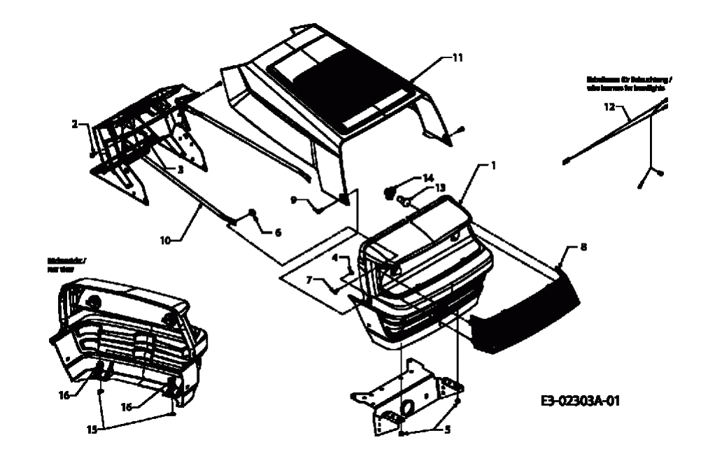 MTD Артикул 13AM660G752 (год выпуска 2004). Капот 0-Style