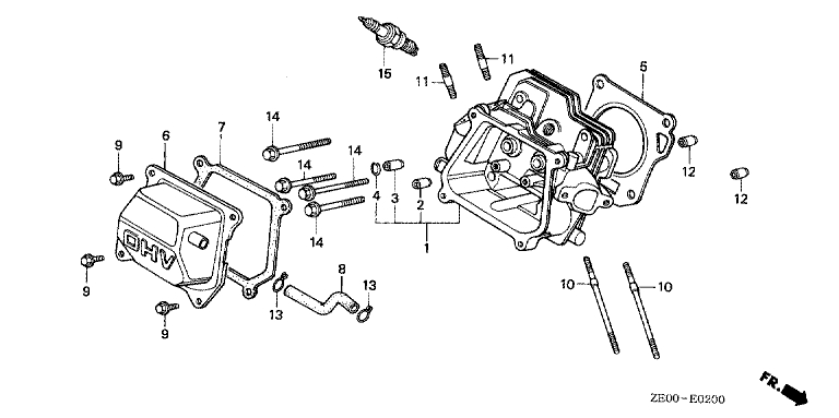 ЗАПЧАСТИ ДЛЯ ДВИГАТЕЛЯ БЕНЗИНОВОГО HONDA GX110 (ТИП SE) (ГОЛОВКА ЦИЛИНДРА)