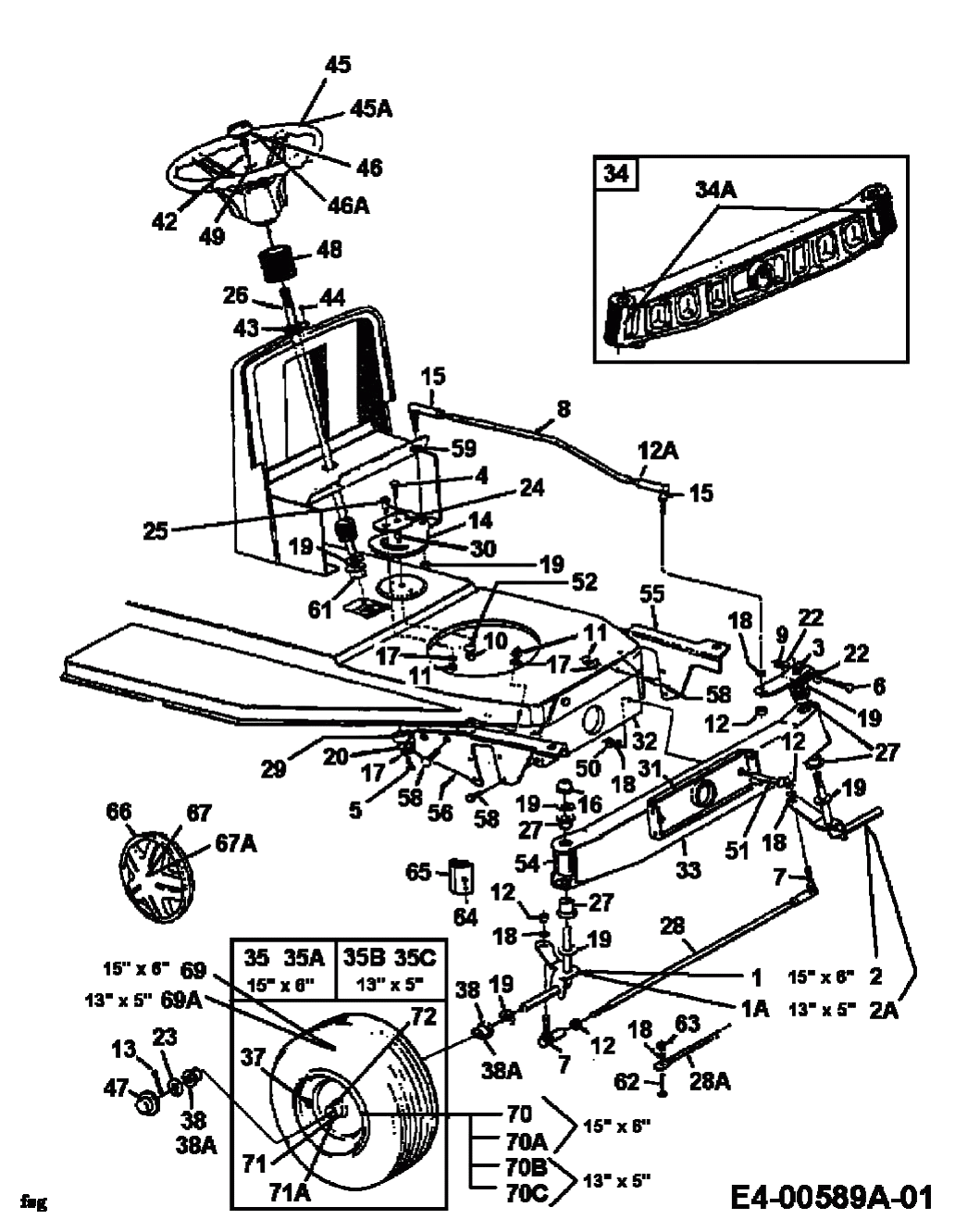 MTD Артикул 13A145GD600 (год выпуска 1998). Передняя ось