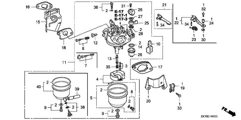 ЗАПЧАСТИ ДЛЯ ДВИГАТЕЛЯ БЕНЗИНОВОГО HONDA GX120K1 (ТИП TX26 GC01-4300001-9099999) (КАРБЮРАТОР)