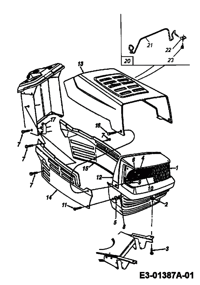 MTD Артикул 13AH455F661 (год выпуска 1999). Капот 5-Style