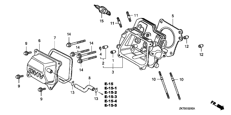 ЗАПЧАСТИ ДЛЯ ДВИГАТЕЛЯ БЕНЗИНОВОГО HONDA GX120K1 (ТИП WJ GC01-4300001-9099999) (ГОЛОВКА ЦИЛИНДРА)