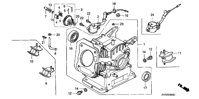ЗАПЧАСТИ ДЛЯ ДВИГАТЕЛЯ БЕНЗИНОВОГО HONDA GX120K1 (ТИП WJ GC01-4300001-9099999) (ЦИЛИНДР)