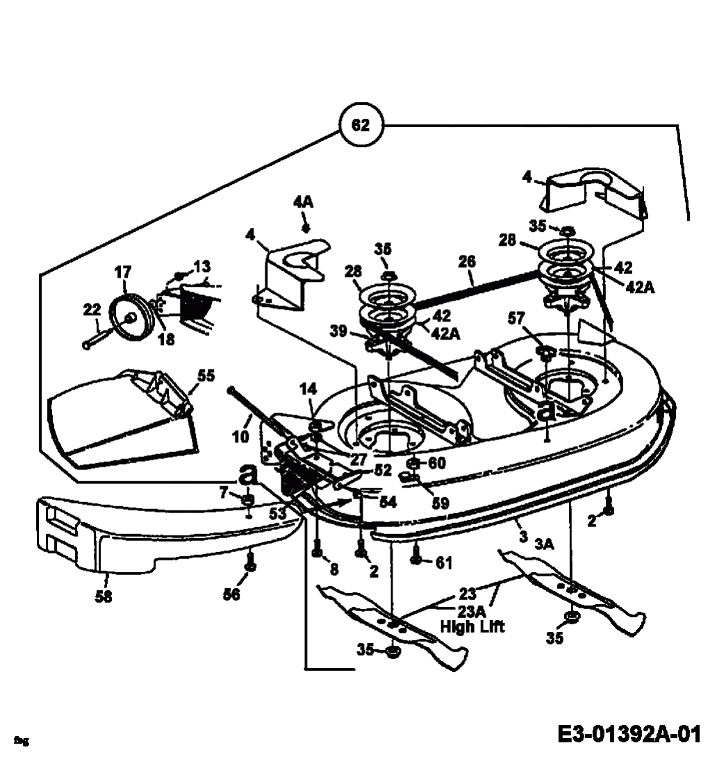 MTD Артикул 13BL470F678 (год выпуска 1998). Дека газонокосилки F (38/96cm)