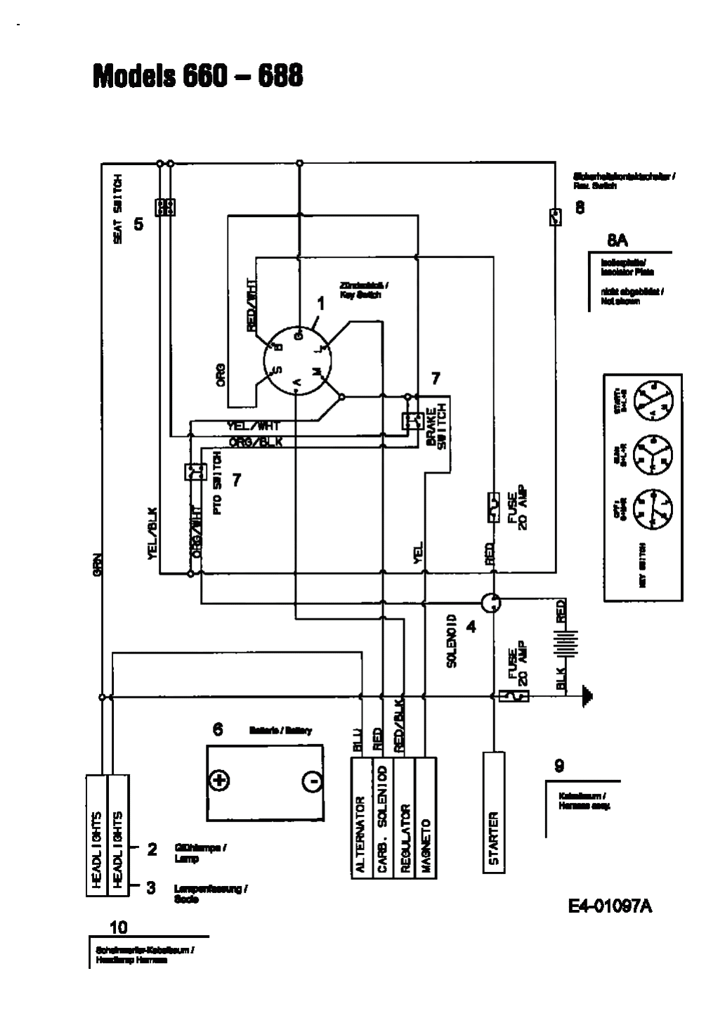 MTD Артикул 13AA668F678 (год выпуска 2004). Монтажная схема