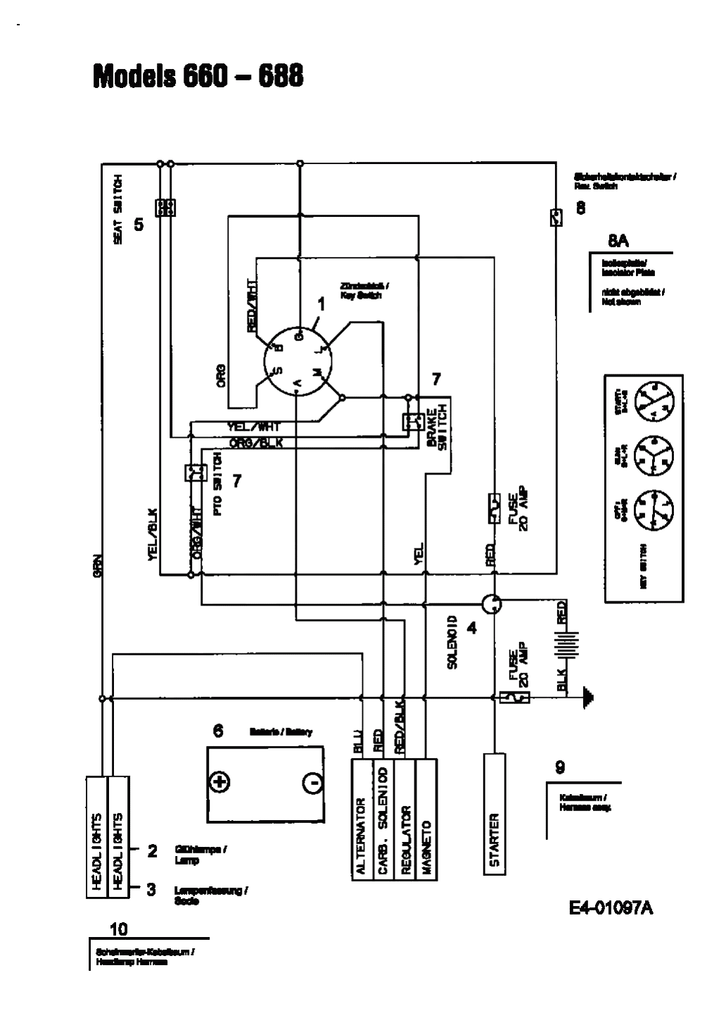 MTD Артикул 13BA668F678 (год выпуска 2004). Монтажная схема