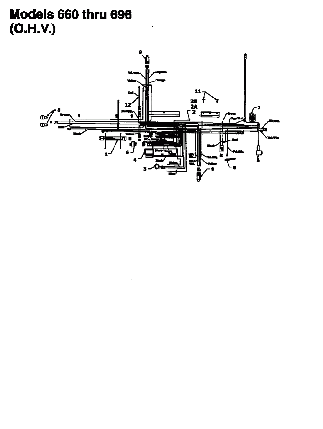 MTD Артикул 13AM675G678 (год выпуска 1997). Монтажная схема для O.H.V.