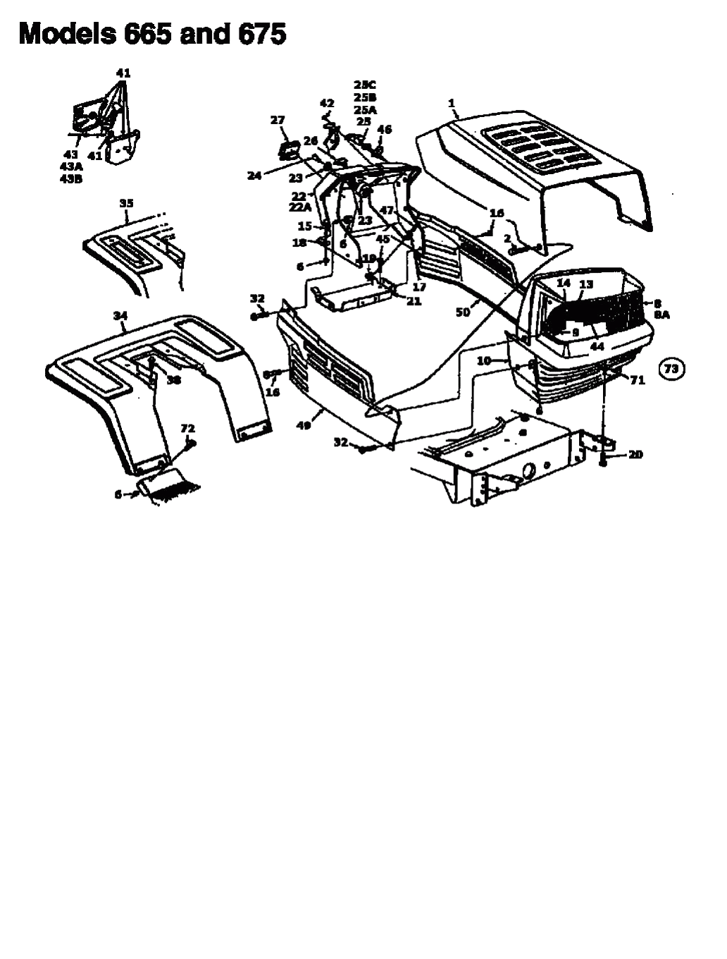 MTD Артикул 13AM675G678 (год выпуска 1997). Приборная панель, капот, крыло