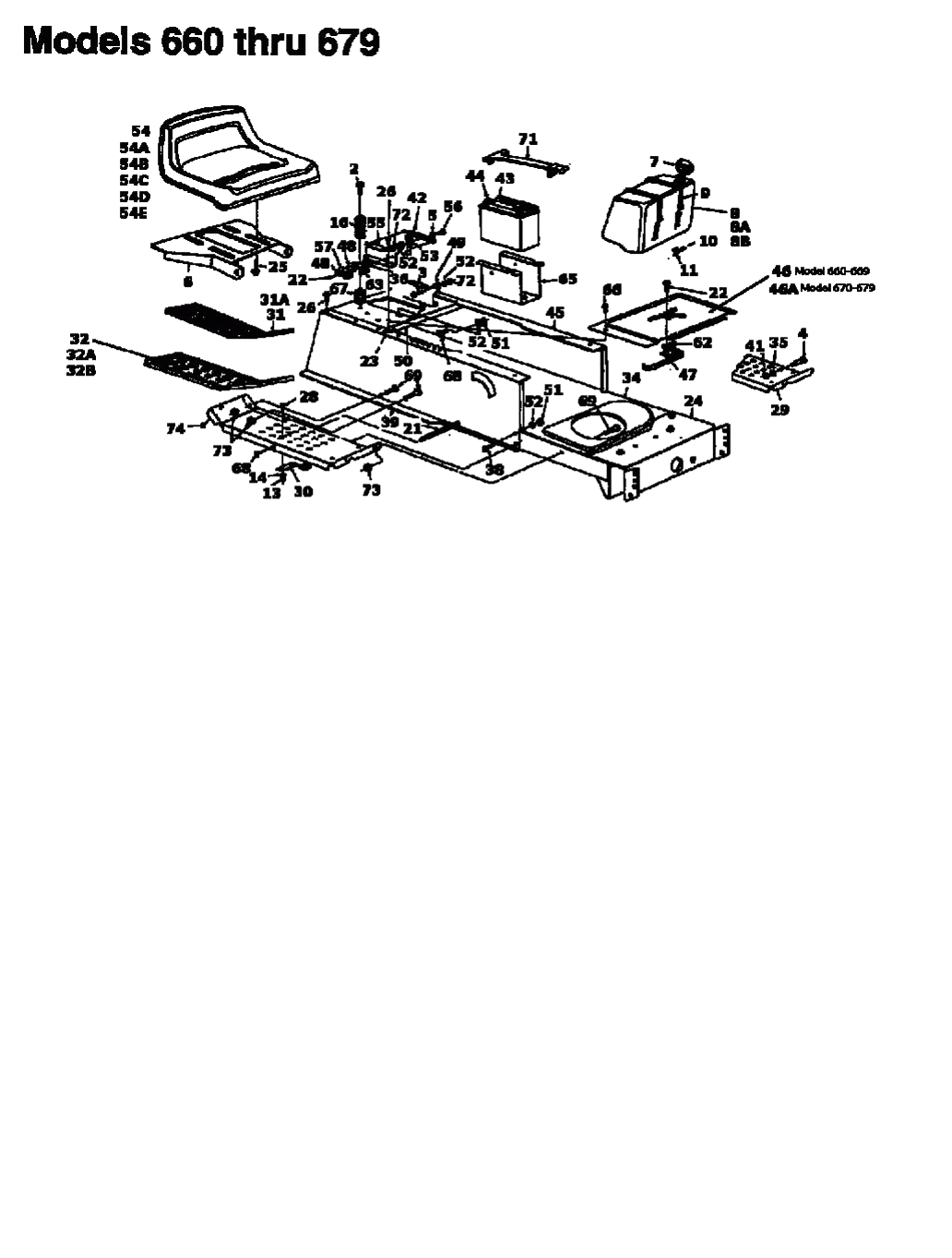 MTD Артикул 13AM675G678 (год выпуска 1997). Рама, сиденье, топливный бак