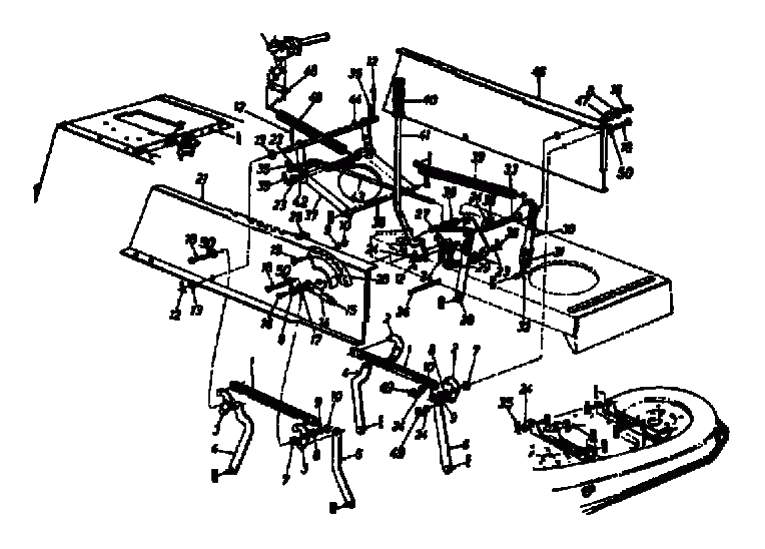 MTD Артикул 13AM675G678 (год выпуска 1998). Крепление деки