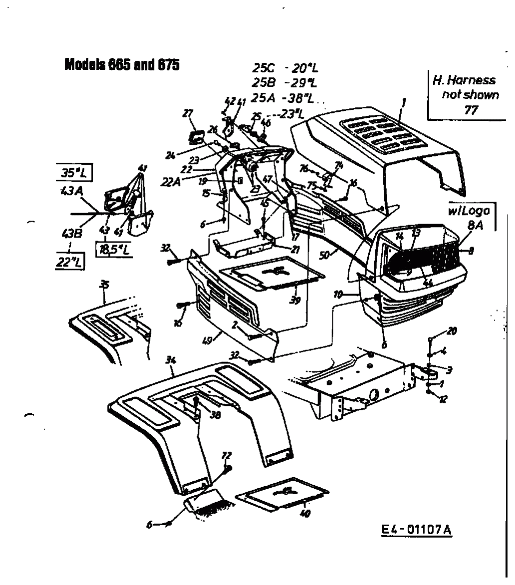 MTD Артикул 13AM675G678 (год выпуска 1998). Приборная панель, капот, крыло