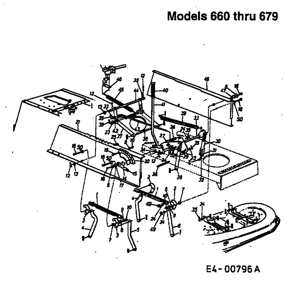 MTD Артикул 13AP678G678 (год выпуска 2000). Крепление деки