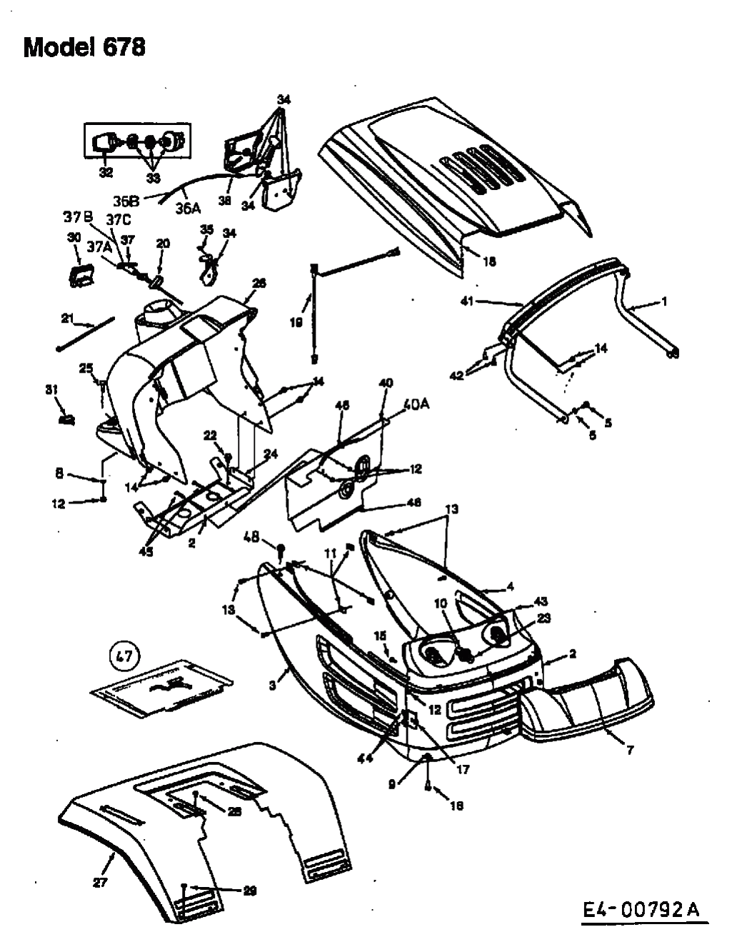 MTD Артикул 13AP678G678 (год выпуска 2000). Приборная панель, капот 8-Style, крыло